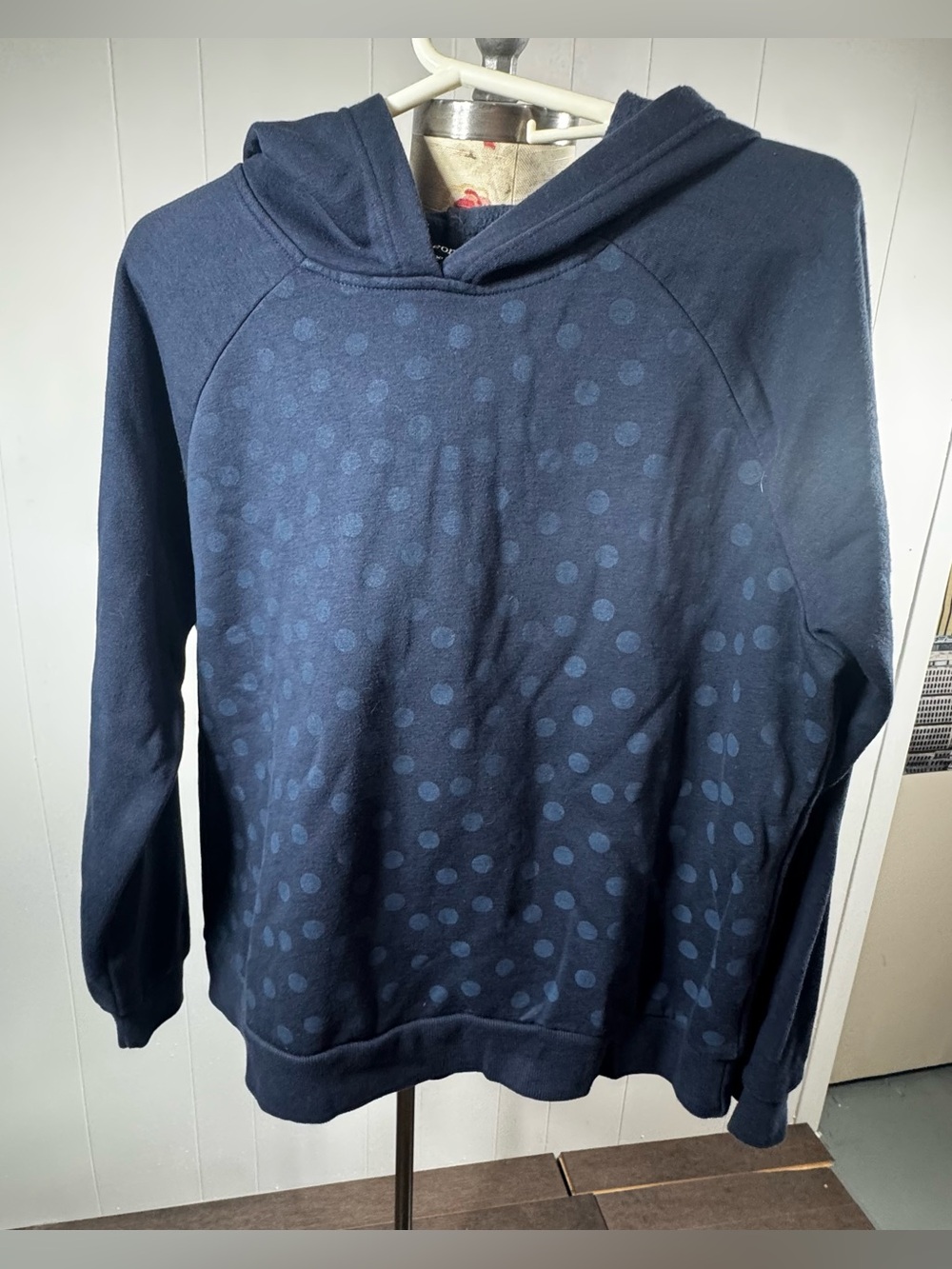 George Navy Crewneck Hoodie with Polka Dot Print, size XL